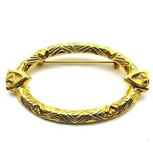 Open Oval Frame Brooch Gold Tone Classic Career Cosplay LARP READ